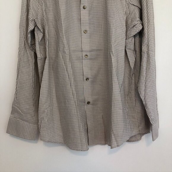 NEW NWT HART SCHAFFNER MARX Mens White Tan Brown Woven Checkered Button Down XL - Picture 3 of 11